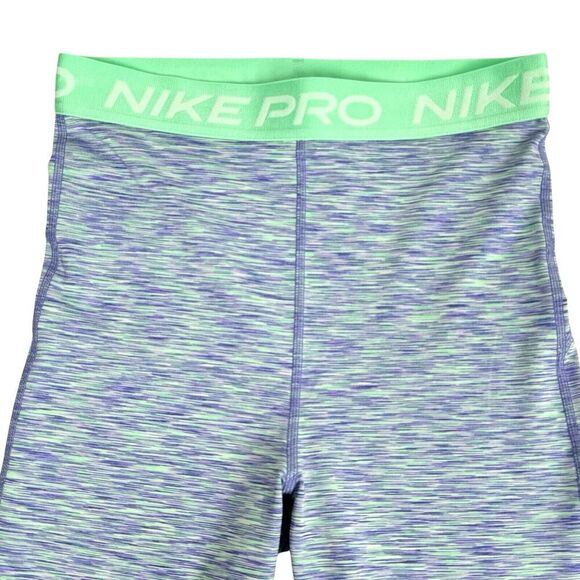 Nike Pro Women's Crop Leggings S Mint Purple Heather Training Gym Yoga Running - Picture 3 of 13